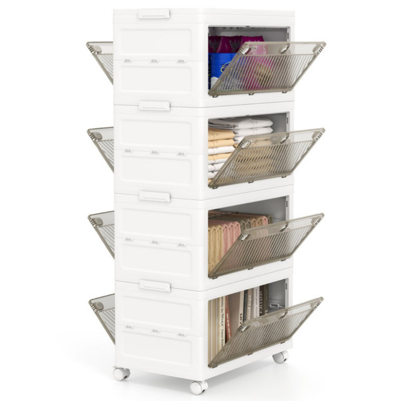 Paquet de 44 bacs de rangement en plastique empilables de 44 gallons avec couvercle pour chambre à coucher