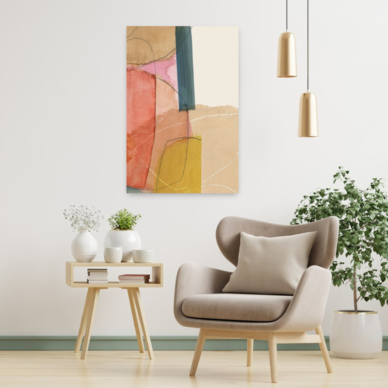 Papier brillant I, art géométrique abstrait moderne, H 36 po x l 24 po