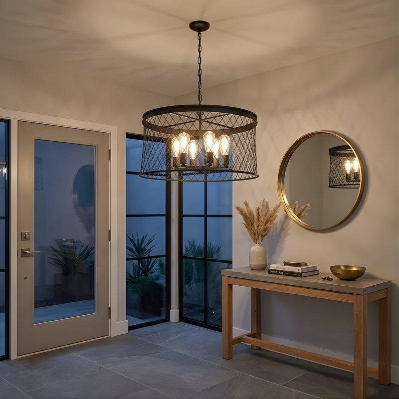 Luminaire suspendu tambour unique et remarquable à 6 lumières Picardie
