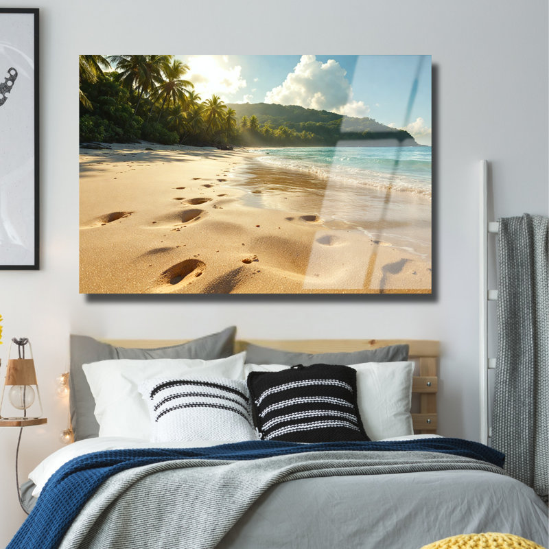 Art mural en verre trempé plage, 12" H x 16" W