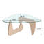 Table basse en verre de style moderne du milieu du siècle avec finition brun noyer, largeur 65,3 cm, utilisable en toute sécurité comme petite table centrale en bois, convient à divers espaces.