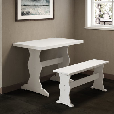 Classic Wooden Dining Table And Bench Set - Solid Wood