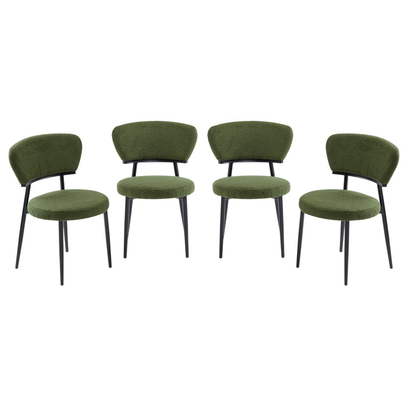 Crossmary Boucle Upholstered Dining Chairs, Set Of 4, Green