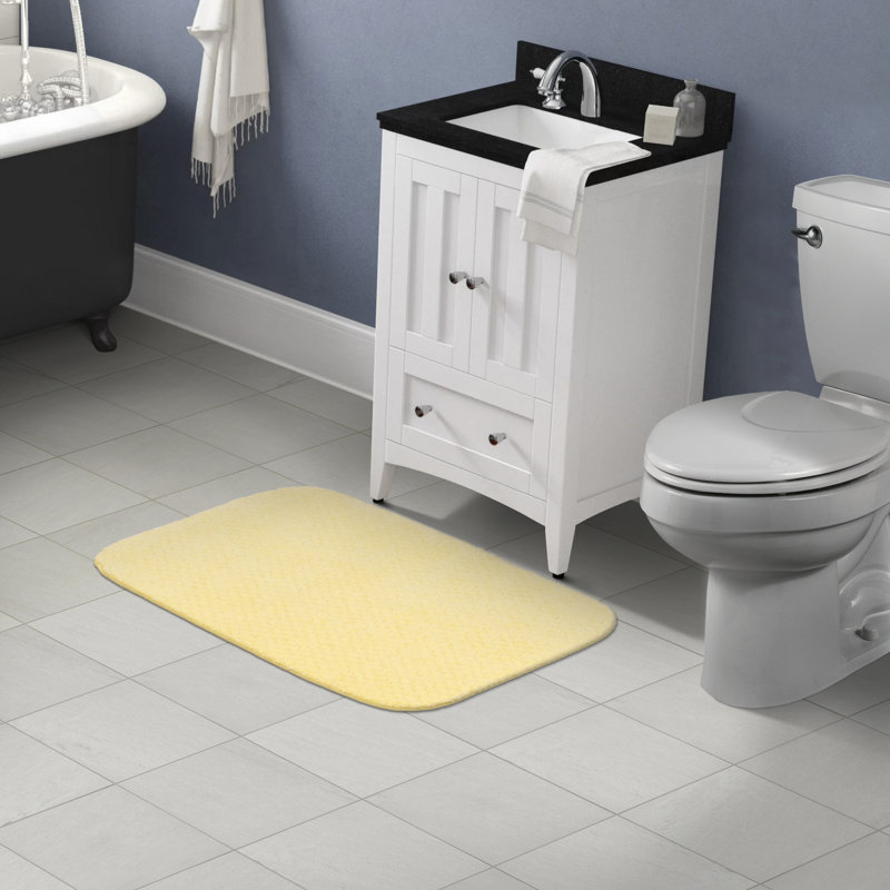 Juliahna Nylon Bath Rug with Non-Slip Backing, Yellow, 24' W x 40' L