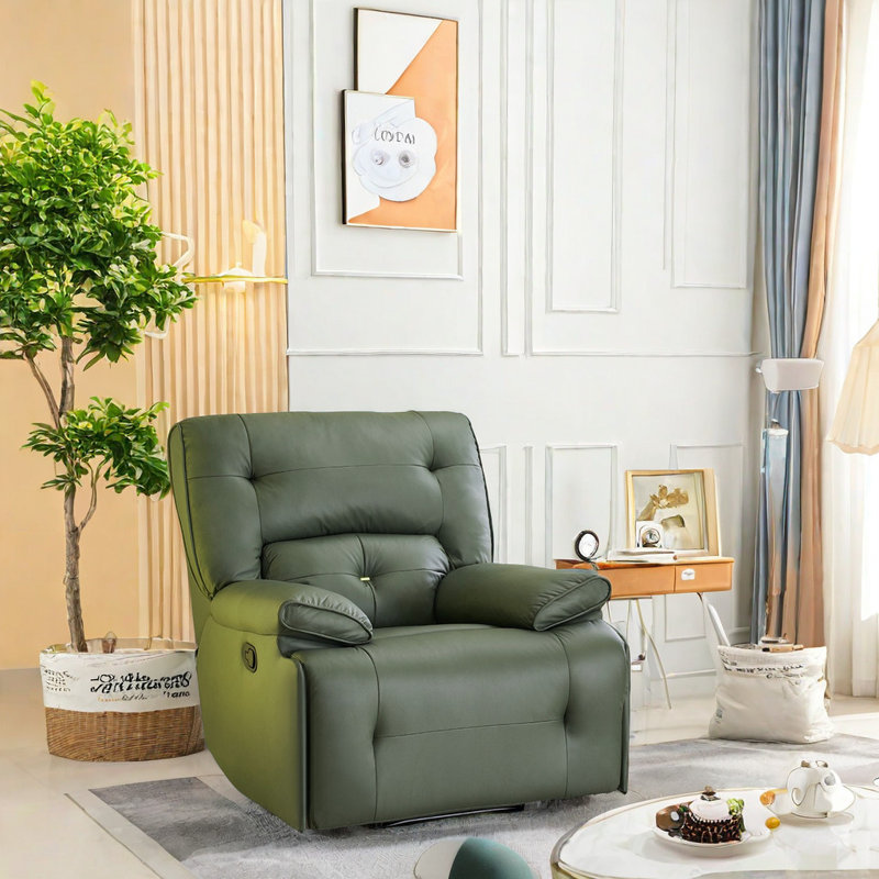 Fauteuil inclinable pivotant rembourré Smera, Olive