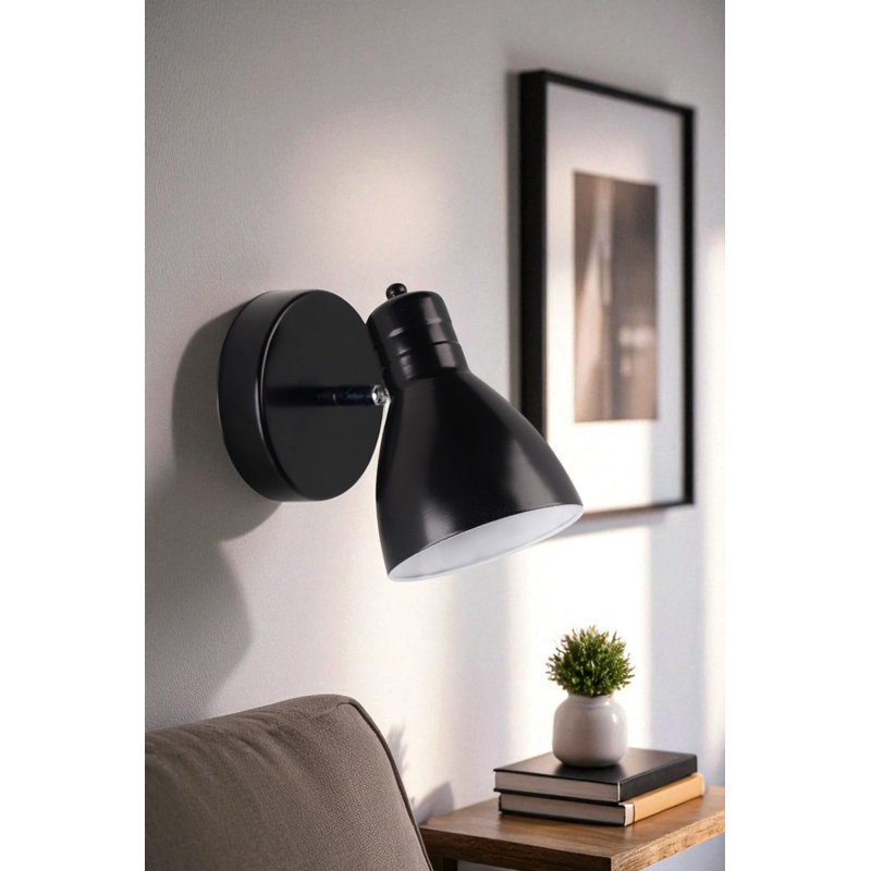 Modern Black Wall Lamp, Metal Body, 4.3 x 5.9 x 5.9 inches | E27 Socket, Max 40W (Bulb Not Included) | Stylish Home Lighting, IP20 Rated, Perfect for Living Room, Bedroom, or Office Decor