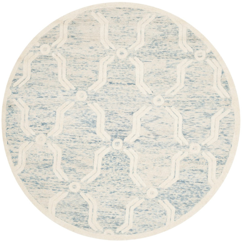 Cannen Hand Tufted Wool Geometric Rug, Round 6'