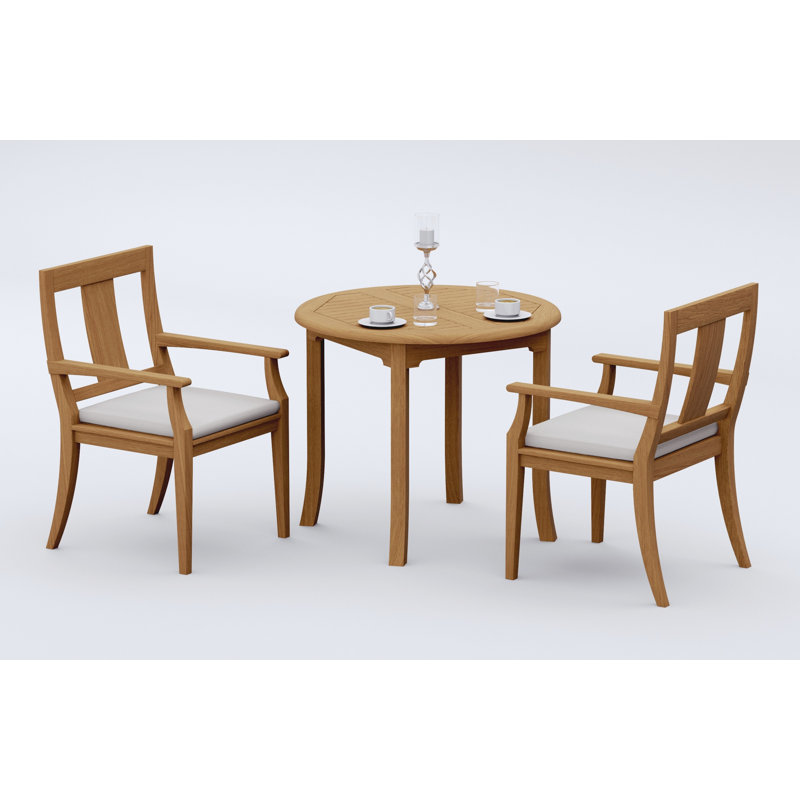 5 Pcs Grade-A Teak Wood Dining Set: 48" Round Table And 4 Osborne Arm Chairs #11OS1004, 36" Round, 2