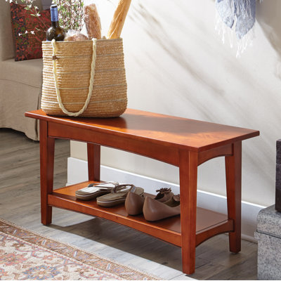 Storage Bench with Lower Shelf, Cherry