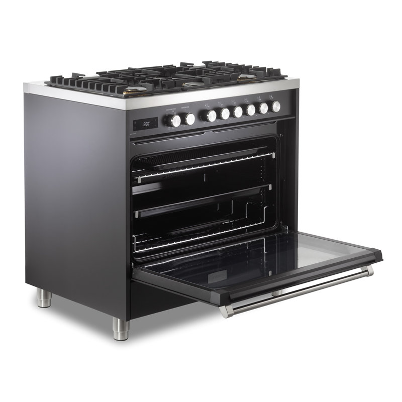 Verona Ultima 36" 5 Burner Single Dual Fuel Range, Black