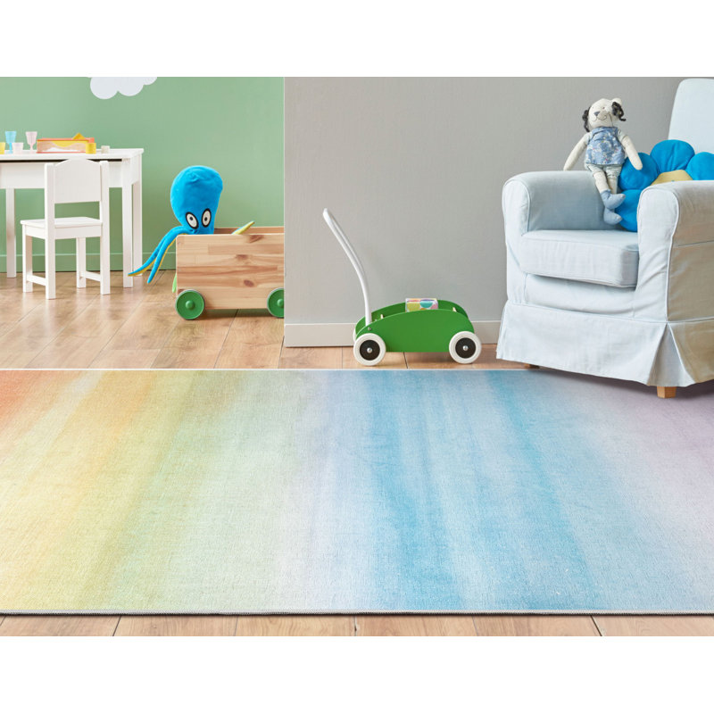 Asusena Kids Rugs Sunrise Ombre Modern Multi Color Area Rug, Rectangle 5' x 7'
