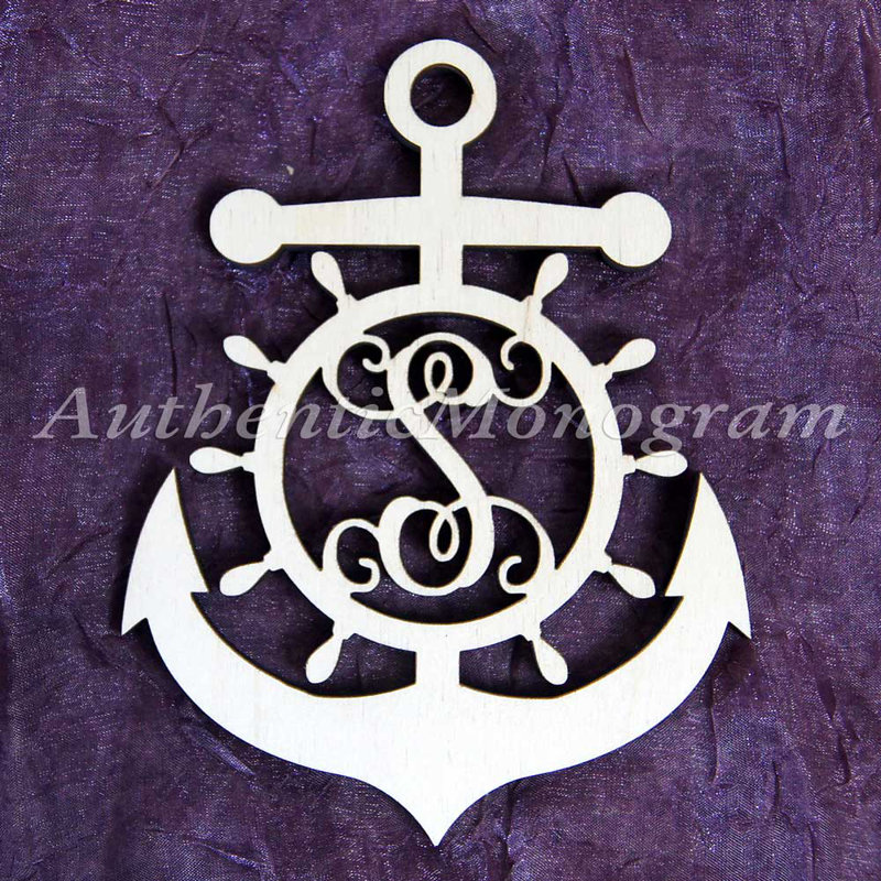 Décoration murale monogramme en bois Anchor Wheel, B