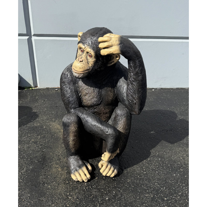 Monkey Chimpanzee Sitting Life Size Statue