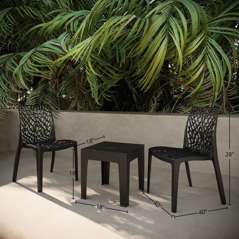 Kimiah 2 - Person Patio Conversation Set, Black