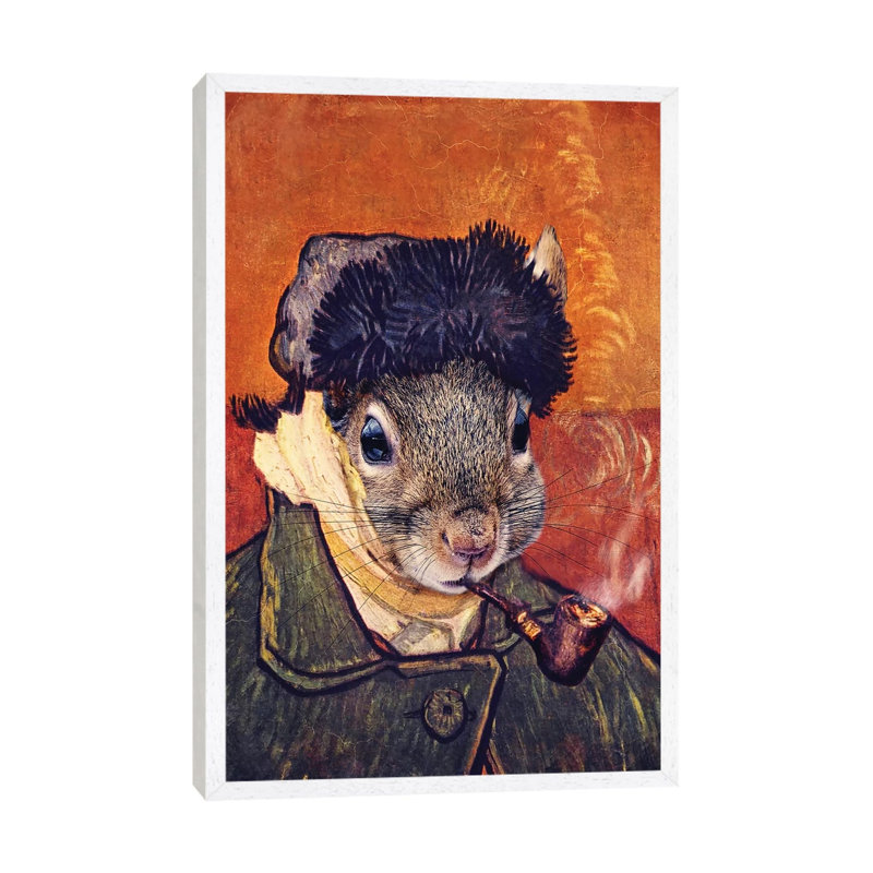 Vincent Selfie 1 Piece Wall Art on Canvas, 66.04cm H x 45.72cm W x 3.81cm D, White Framed