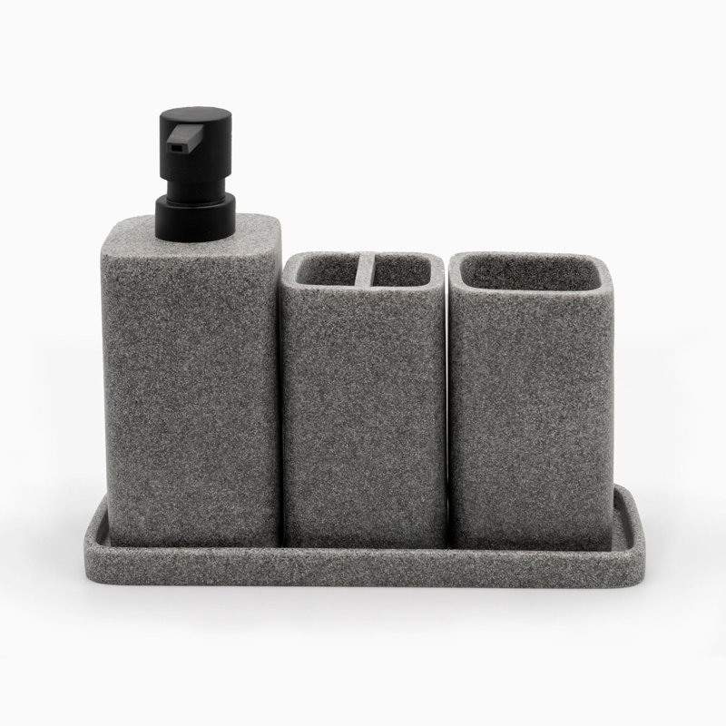 Ensemble complet d'accessoires de salle de bain, ensemble complet de meuble-lavabo pour salle de bain 4 pièces, pompe à savon, gobelet, porte-brosse à dents et plateau inclus