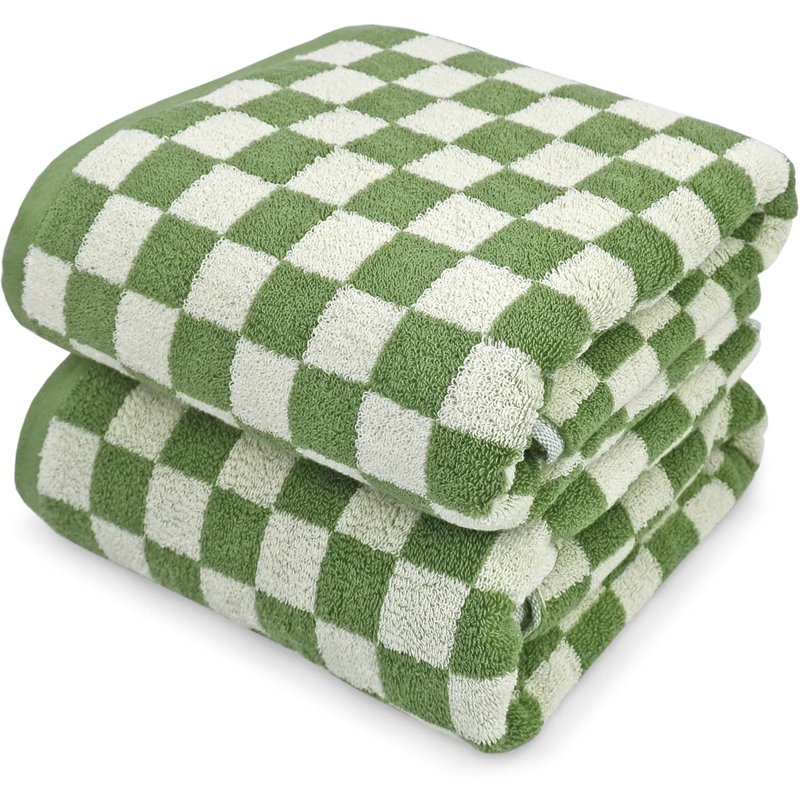 520GSM Premium Cotton Checkered Bath Towel 27.5x55 Inches Soft Highly Absorbent Large Bathroom Towel