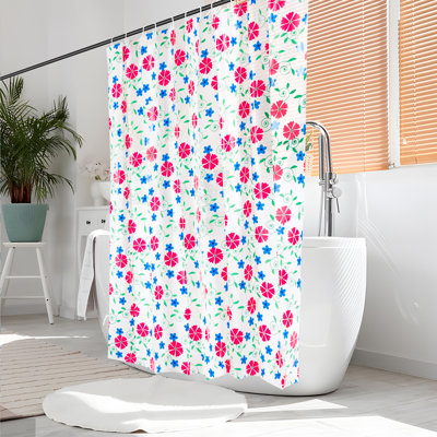 72" x 72" Waterpoof PEVA Shower Curtain Floral Leaf,with Magnets and Hooks