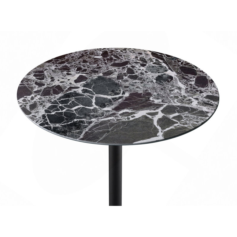 Table de bout de 15,5 po avec plateau en marbre texturé à hauteur réglable, Noir