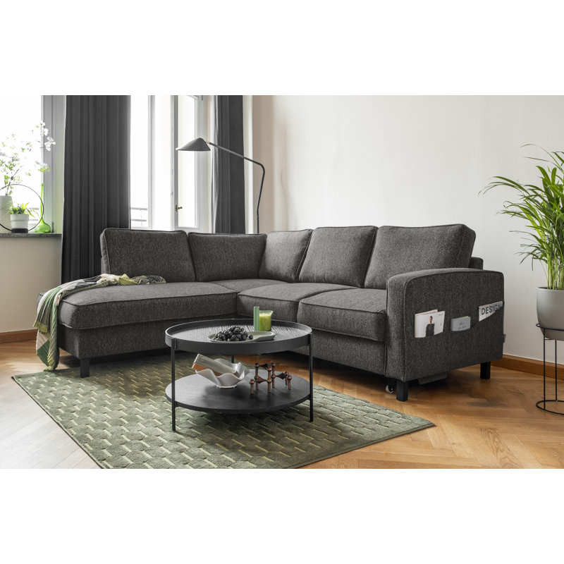 Molly Corner Sofa Bed, Dark Grey, Left Hand Facing