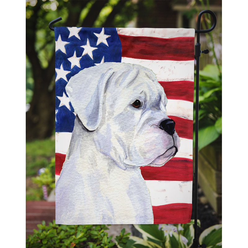 2 côtés en polyester de 2 côtés american drapeau de jardin, Boxer blanc