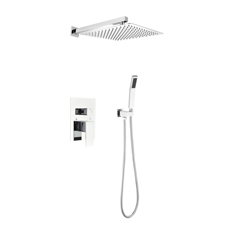 Luxury Bathroom Shower System - Wall Mounted Rainfall Head And Faucet With Self-Cleaning Feature Brass, - Rain Mixer , Brass Finish
