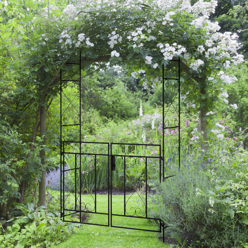 114cm W x 36cm D Metal Arbour in Black
