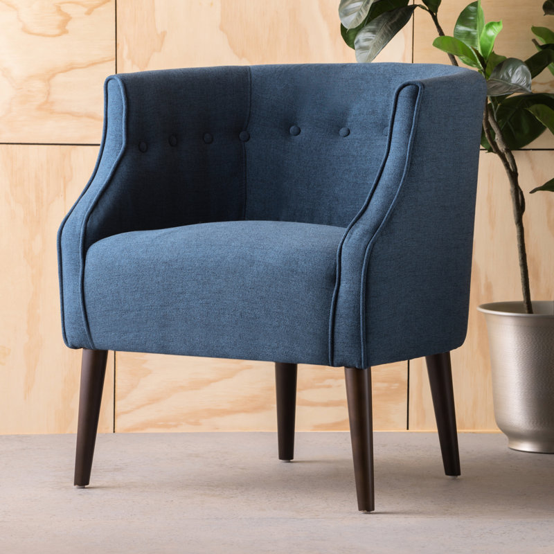 Chaise moderne bleu marine - Tissu d'ameublement, élégant, bois de bouleau club pour la détente baignoire bleue avec capitonnage à boutons et pieds