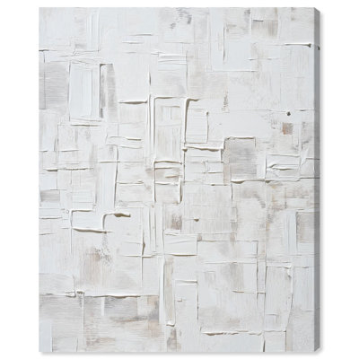White Palimpsest Surface II Boho Art Canvas Print by Art Remedy