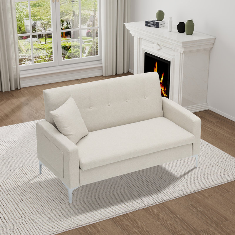 Causeuse à accoudoirs carrés de 57,12 po Kaleinani Conforme à la causeuse CAL117, Beige