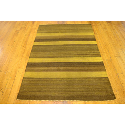 Tapis intérieur de la laine 4 pi 1 po x 5 pi 10 po one-of-kind à la main noué la new age Warminster
