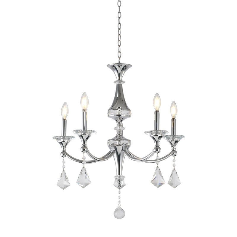 Jakirra 5-Light Traditional Crystal Chandelier , Chrome, Clear