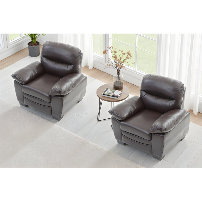 Ensemble de 2 chaises en similicuir Pingry, Brun foncé