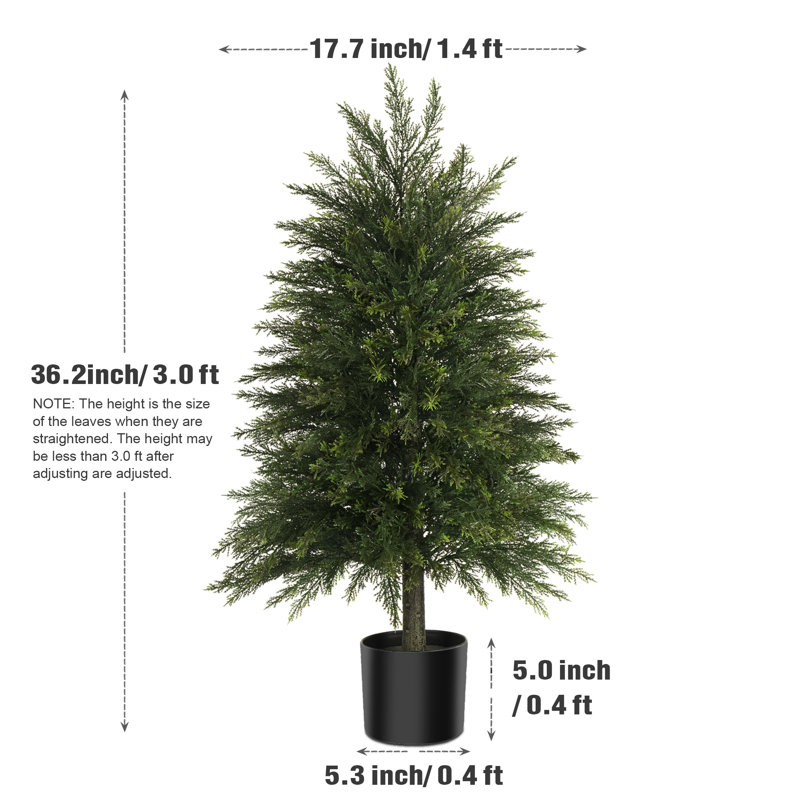Ensemble de feuilles de cèdre artificiel, H 36,2 po x l 17,7 po x P 17,7 po