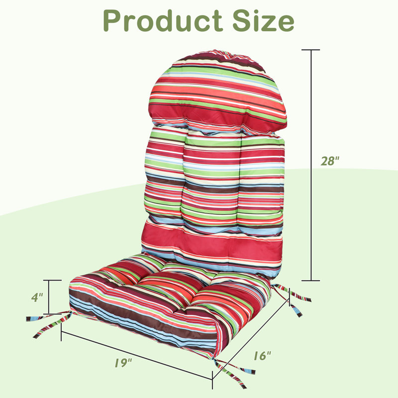 Coussin de siège et de dossier Adirondack pour l'extérieur, 4 pièces, Rayures rouges, Ensemble de 2, polyester