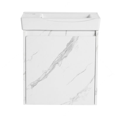 Ensemble de meuble-lavabo mural 20 po avec lavabo en céramique, armoire de rangement avec portes, ensemble d'armoire de salle de bain