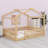 Classic Wood House Bed Frame with Protective Fence-129109673