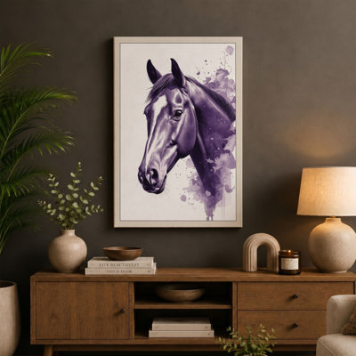 Purple Horse Profile Modern - Wrapped Canvas