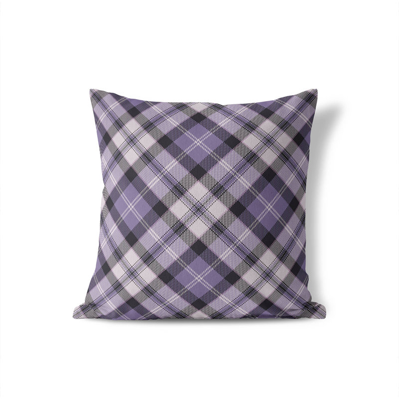 Coussin décoratif taupe Anthony Plaid, H 16 po x l 16 po, Mauve / Gris anthracite