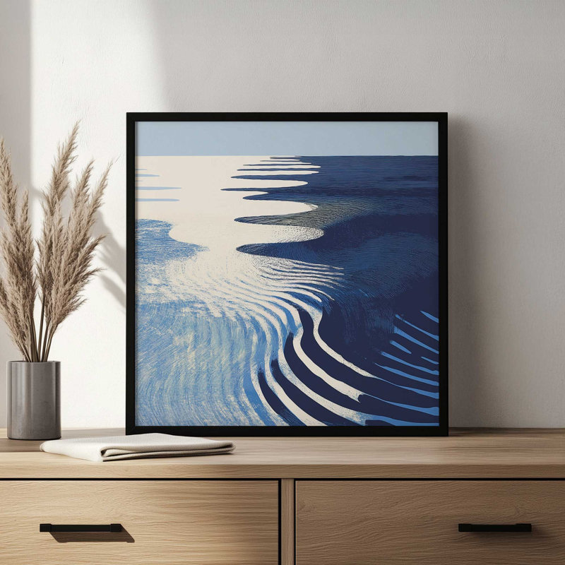 «Cobalt Ripples II» par Walker Noble, reproduction d'art, Impression sur cadre ouvert sans papier mat, H 12 po x l 12 po