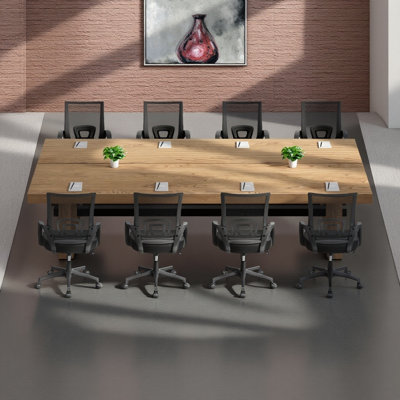 Table de conférence rectangulaire pour 8 personnes, table de conférence et de bureau en bois massif