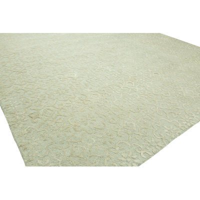 Wool Geometric Area Rug in Ivory