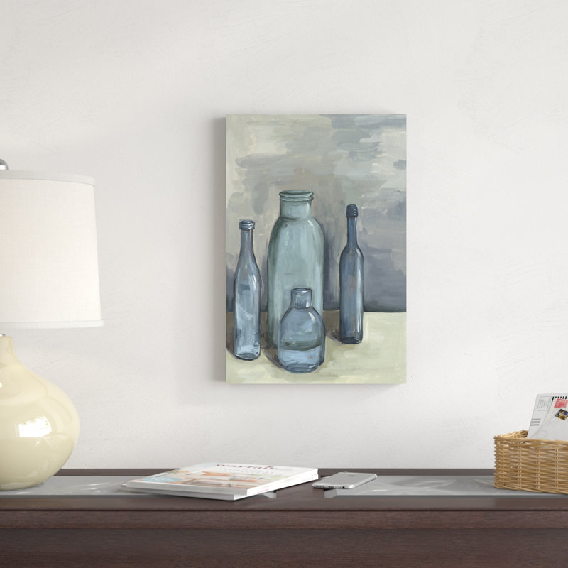«Still Life with Bottles I» par Melissa Wang, reproduction d'art sur toile, H 18 po x l 12 po, Cadre noir