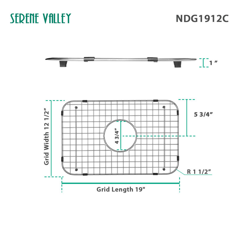 Protecteur d'évier en acier inoxydable 18,98 po x 12,48 po