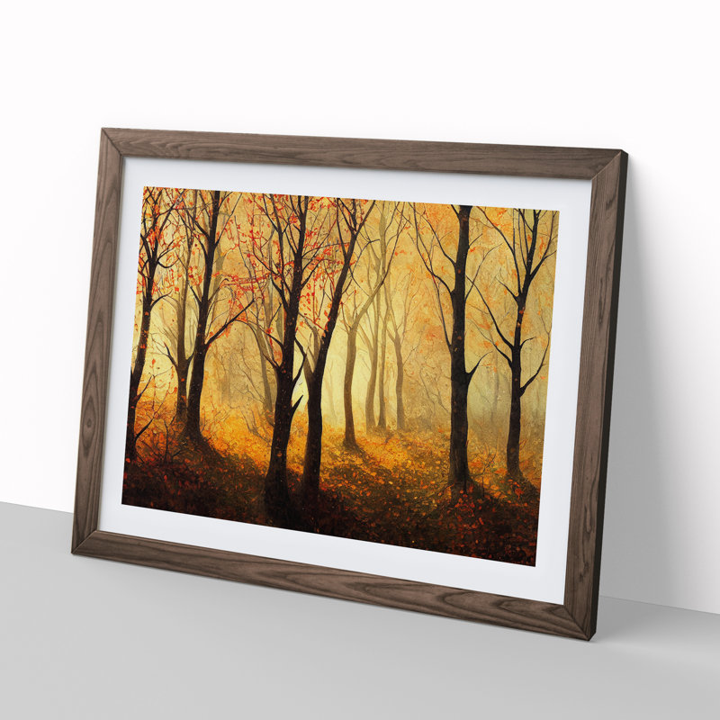 Captivating Autumn Forest - Framed Print, 46cm H x 64cm W x 2cm D, Walnut