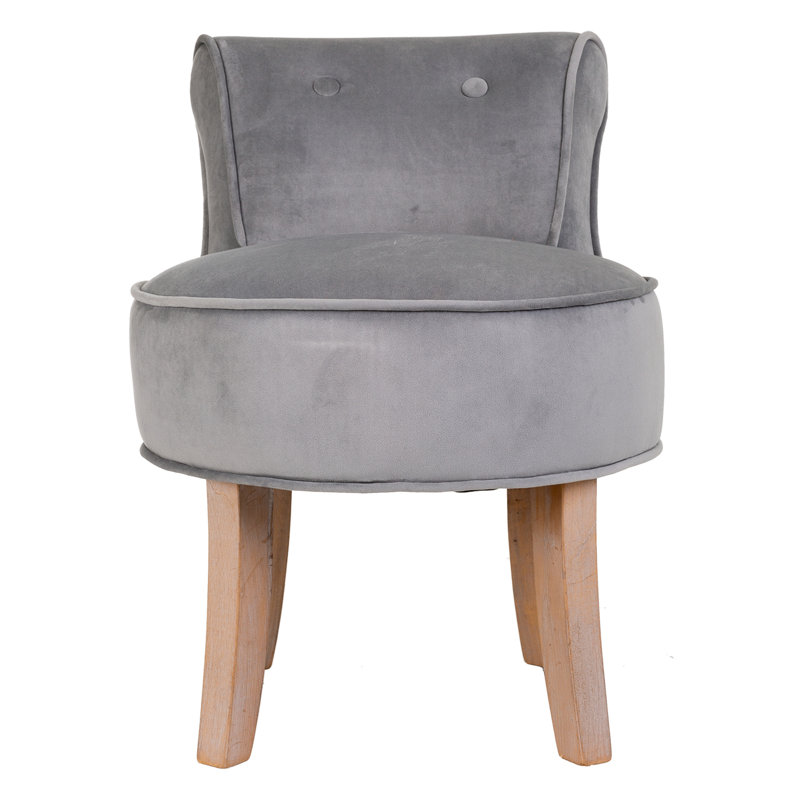 Felstead 45cm Wide Velvet Tufted Round Solid Colour Cocktail Ottoman, Grey