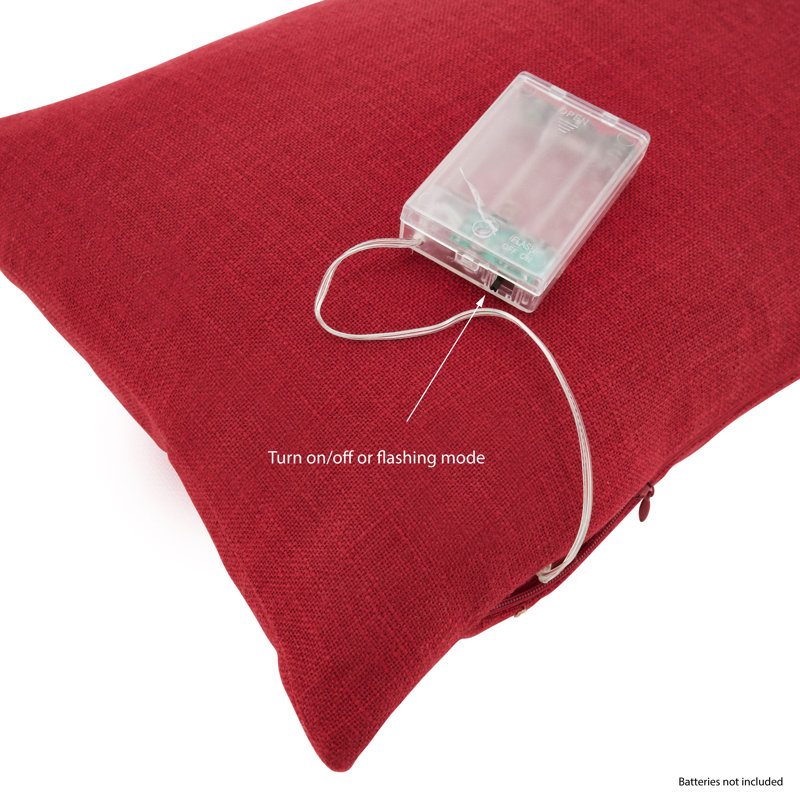 Red LED Christmas Tree Poly Filled Throw Pillow