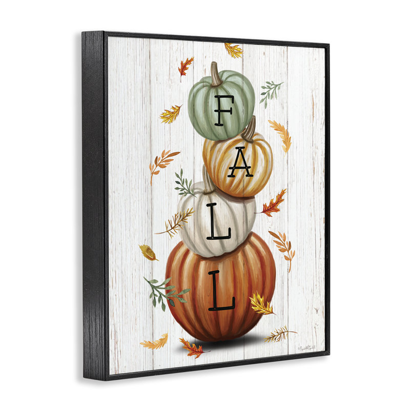 «Falling Leaves & Pumpkin Stack», estampe numérique, conception par Elizabeth Tyndall, H 14 po x l 11 po