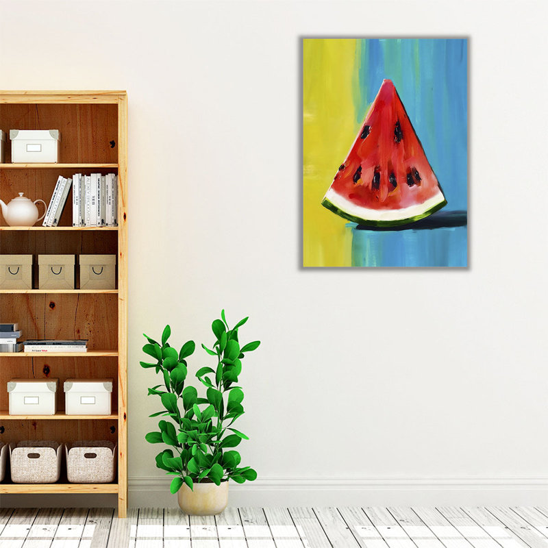 Watermelon Slice - reproduction d'art sur toile, H 32 po x l 24 po