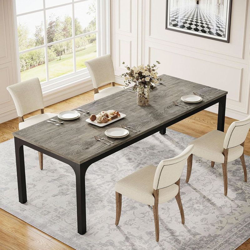 Table de salle à manger 78 po 78 po, Grey, Black